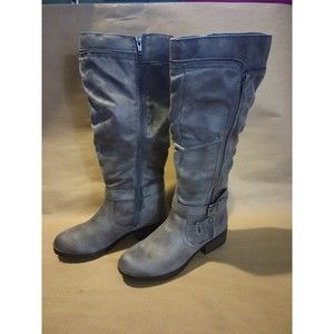NIB SO Stonecrop Gray knee high faux leather boots